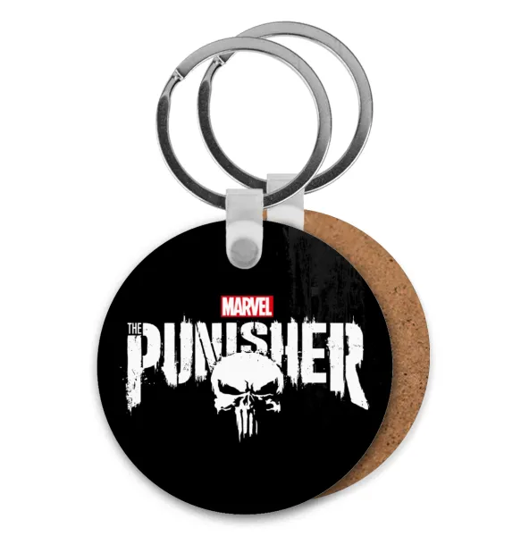The punisher — Round wooden MDF keychain, Ø5cm