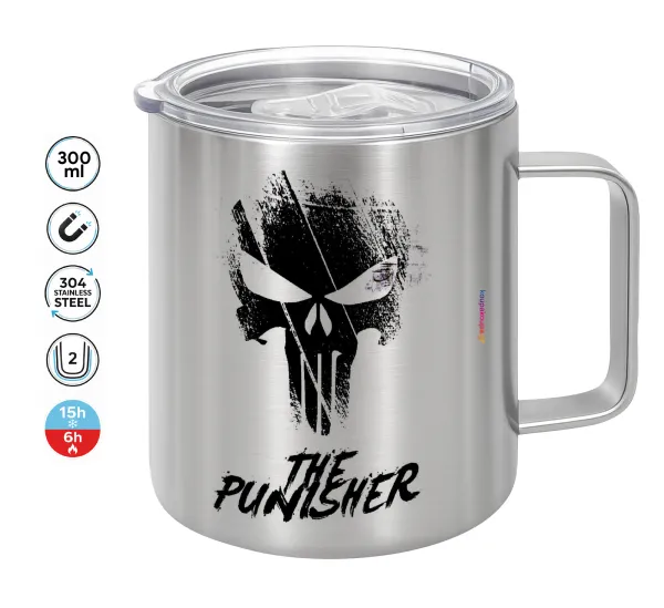 The punisher — Double-walled stainless steel mug 300ml with temperature-retaining lid