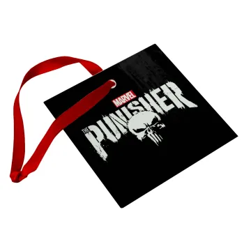 The punisher, Christmas ornament, glass square ornament 9x9cm