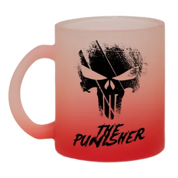 The punisher, Κούπα γυάλινη δίχρωμη με βάση το κόκκινο ματ, 330ml