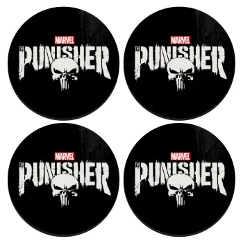 The punisher, ΣΕΤ 4 Σουβέρ ξύλινα στρογγυλά (9cm)