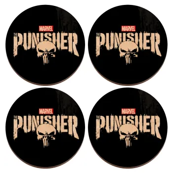 The punisher, ΣΕΤ x4 Σουβέρ ξύλινα στρογγυλά plywood (9cm)