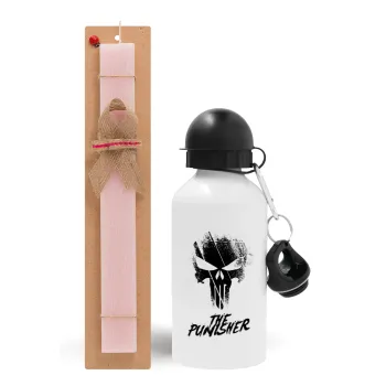 The punisher, Easter Set, metallic aluminum bottle (500ml) & aromatic flat Easter candle (30cm) (PINK)