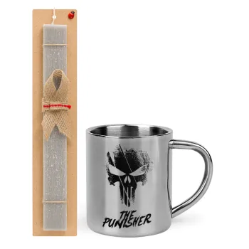 The punisher, Easter Set, metallic thermal cup (300ml) & Easter aromatic flat candle (30cm) (GRAY)