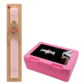 The punisher, Easter Set, children's snack container PINK & scented flat Easter candle (30cm) (PINK)
