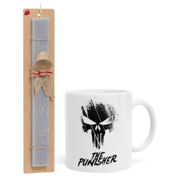The punisher, Easter Set, Ceramic Cup (330ml) & Easter aromatic flat candle (30cm) (GRAY)