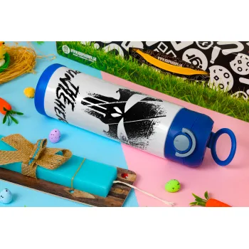 The punisher, Easter candle, Childrens hot water bottle, stainless steel, with safety straw, BLUE (500ml)