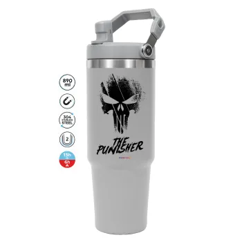 The punisher, ΓΚΡΙ χρώματος Θερμός Ανοξείδωτο 890ml (30oz) με χερούλι
