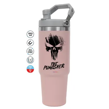 The punisher, ΡΟΖ χρώματος Θερμός Ανοξείδωτο 890ml (30oz) με χερούλι