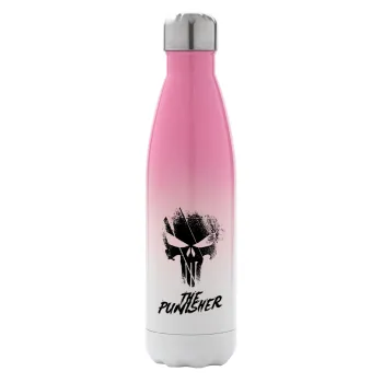 The punisher, Metal mug thermos Pink/White (Stainless steel), double wall, 500ml