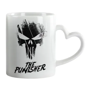The punisher, Κούπα καρδιά χερούλι λευκή, κεραμική, 330ml