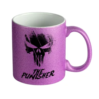 The punisher, Κούπα Μωβ Glitter που γυαλίζει, κεραμική, 330ml