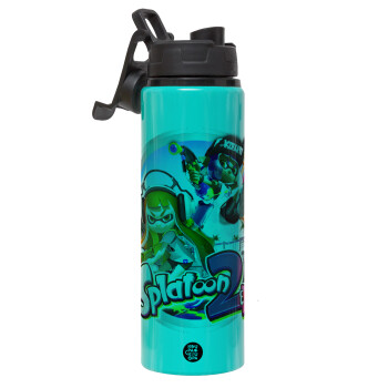Splatoon 2, Metallic water bottle with safety lid, 850ml aluminum