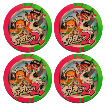 Splatoon 2, ΣΕΤ x4 Σουβέρ ξύλινα στρογγυλά plywood (9cm)