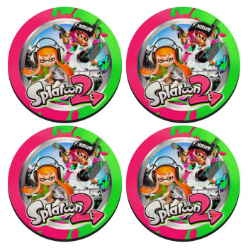 Splatoon 2, SET of 4 round wooden coasters (9cm)