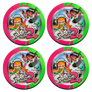 Splatoon 2, SET of 4 round wooden coasters (9cm)