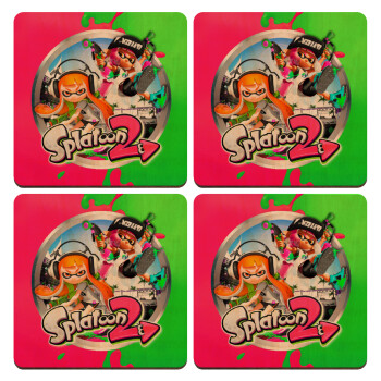 Splatoon 2, ΣΕΤ x4 Σουβέρ ξύλινα τετράγωνα plywood (9cm)