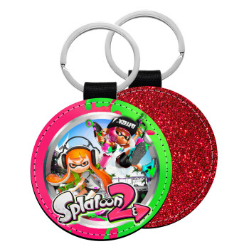 Splatoon 2, Μπρελόκ Δερματίνη, στρογγυλό ΚΟΚΚΙΝΟ (5cm)