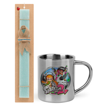 Splatoon 2, Πασχαλινή Λαμπάδα με μεταλλική κούπα θερμό (300ml) & κερί αρωματικό πλακέ (30cm) (ΤΙΡΚΟΥΑΖ)