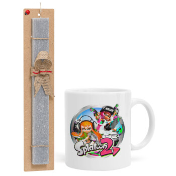Splatoon 2, Easter Set, Ceramic Cup (330ml) & Easter aromatic flat candle (30cm) (GRAY)