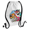 Backpack pouch GYMBAG white, with pocket (40x48cm) & thick cords