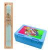 Easter Set, children's snack container BLUE & Easter aromatic flat candle (30cm) (TURQUOISE)