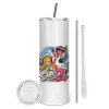 Tumbler stainless steel 600ml, with metal straw & cleaning brush