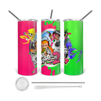 Splatoon 2, Tumbler stainless steel 600ml, with metal straw & cleaning brush