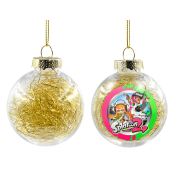 Splatoon 2, Χριστουγεννιάτικη μπάλα δένδρου διάφανη με χρυσό γέμισμα 8cm