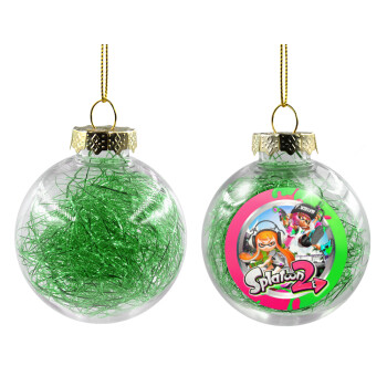 Splatoon 2, Χριστουγεννιάτικη μπάλα δένδρου διάφανη με πράσινο γέμισμα 8cm