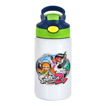 Splatoon 2, Παιδικό παγούρι θερμό, ανοξείδωτο, με καλαμάκι ασφαλείας, πράσινο/μπλε (350ml)