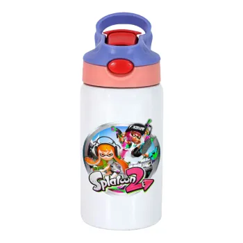 Splatoon 2, Παιδικό παγούρι θερμό, ανοξείδωτο, με καλαμάκι ασφαλείας, ροζ/μωβ (350ml)