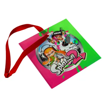 Splatoon 2, Christmas ornament, glass square ornament 9x9cm