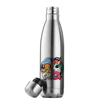 Splatoon 2, Μεταλλικό παγούρι θερμός Inox (Stainless steel), διπλού τοιχώματος, 500ml