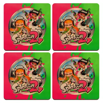 Splatoon 2, ΣΕΤ x4 Σουβέρ ξύλινα τετράγωνα plywood (9cm)