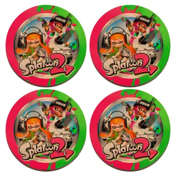 Splatoon 2, ΣΕΤ x4 Σουβέρ ξύλινα στρογγυλά plywood (9cm)