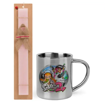 Splatoon 2, Πασχαλινή Λαμπάδα με μεταλλική κούπα θερμό (300ml) & κερί αρωματικό πλακέ (30cm) (ΡΟΖ)