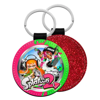 Splatoon 2, Μπρελόκ Δερματίνη, στρογγυλό ΚΟΚΚΙΝΟ (5cm)