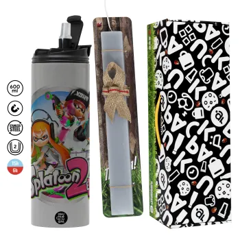 Splatoon 2, Easter candle with Grey Tumbler Thermo 600ml & aromatic flat candle (30cm) (GREY)