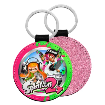 Splatoon 2, Μπρελόκ Δερματίνη, στρογγυλό ΡΟΖ (5cm)