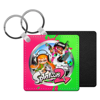 Splatoon 2, Μπρελόκ Δερματίνη, τετράγωνο ΜΑΥΡΟ (5x5cm)