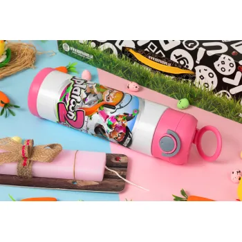 Splatoon 2, Πασχαλινή Λαμπάδα με Παιδικό παγούρι θερμό, ανοξείδωτο, με καλαμάκι ασφαλείας, ΡΟΖ (500ml)