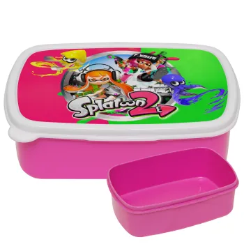 Splatoon 2, ΡΟΖ παιδικό δοχείο φαγητού (lunchbox) πλαστικό (BPA-FREE) Lunch Βox M18 x Π13 x Υ6cm