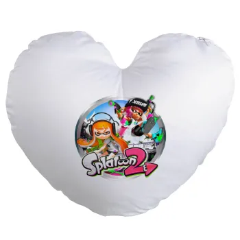 Splatoon 2, Μαξιλάρι καναπέ καρδιά 40x40cm περιέχεται το  γέμισμα