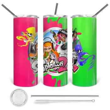 Splatoon 2, Tumbler stainless steel 600ml, with metal straw & cleaning brush