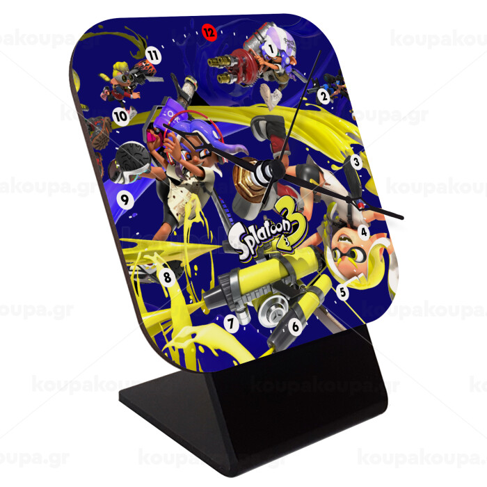 Splatoon 3, Quartz Wooden table clock with hands (10cm)