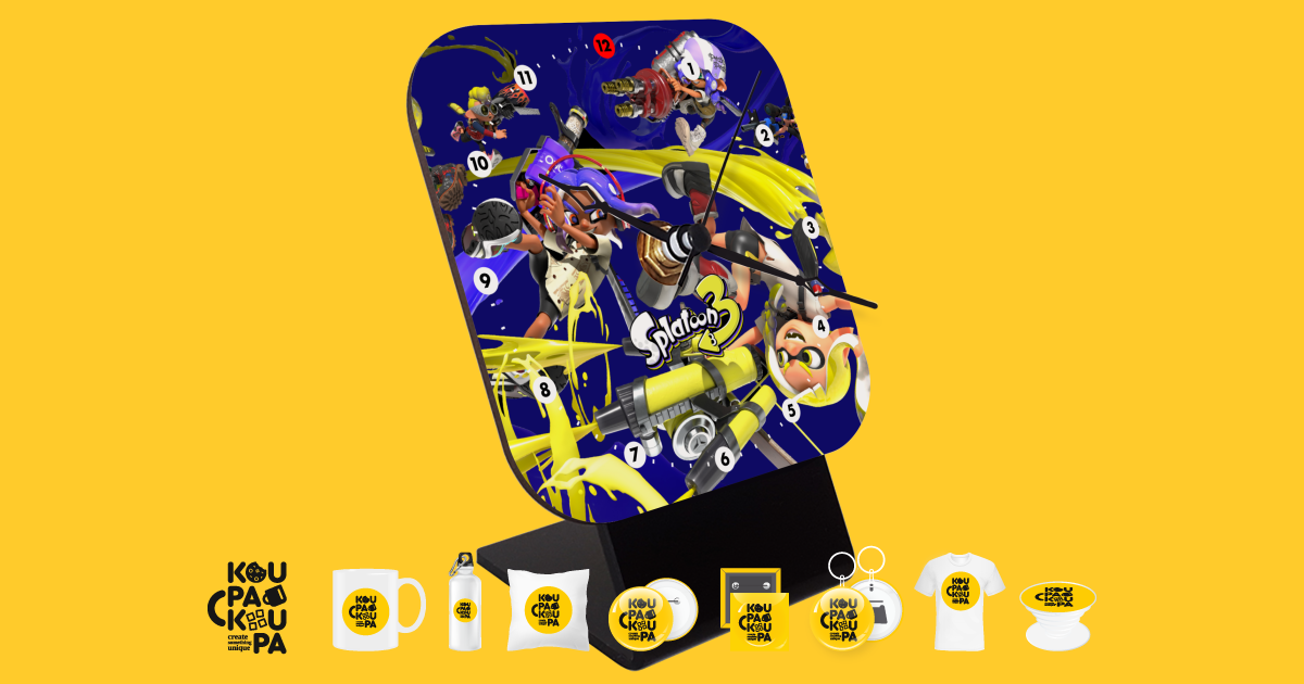 Splatoon 3, Quartz Wooden table clock with hands (10cm)