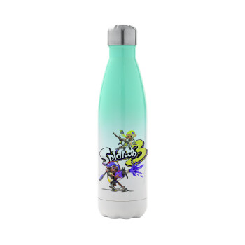 Splatoon 3, Μεταλλικό παγούρι θερμός Πράσινο/Λευκό (Stainless steel), διπλού τοιχώματος, 500ml