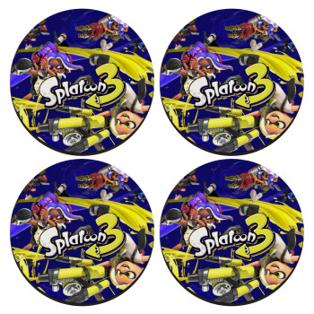 Splatoon 3, SET of 4 round wooden coasters (9cm)