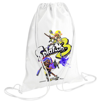 Splatoon 3, Τσάντα πλάτης πουγκί GYMBAG λευκή (28x40cm)